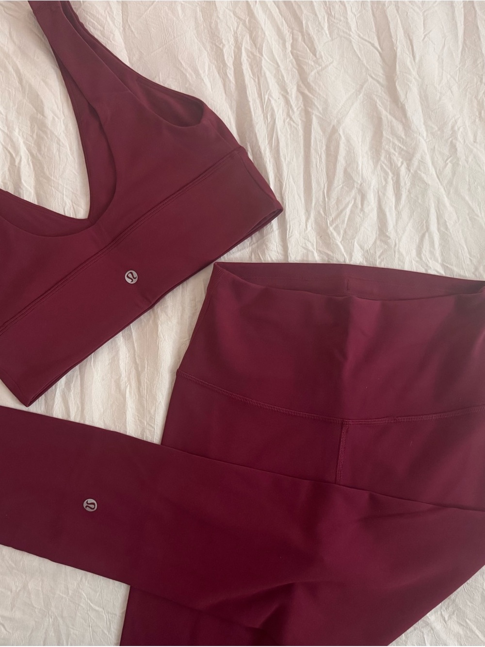 lululemon Burgundy Wine High-Rise Leggings & Sports Bra Set